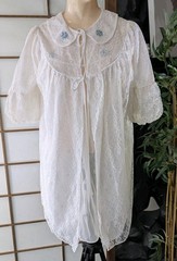 Vtg GMC Peignoir Robe Gown Lingerie Set White Chiffon Chantilly Lace Sz M 1960s