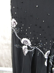 Vintage 90s XSCAPE Silk Beaded Mermaid Prom Slip Dress Bias Cut Black Sz 10