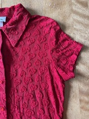 Vintage 90s Self Esteem Heart Print Button Shirt Size Large Valentines Day Y2K