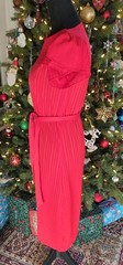 VTG 70s 80s Striped Short Sleeve Dress, Sash Belt Women’s S/M, Red