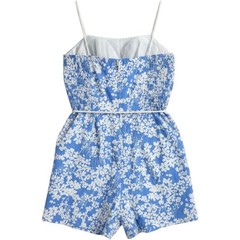 Vintage Sea Waves Blue Floral Romper Smocked Back Size 8 10 Medium
