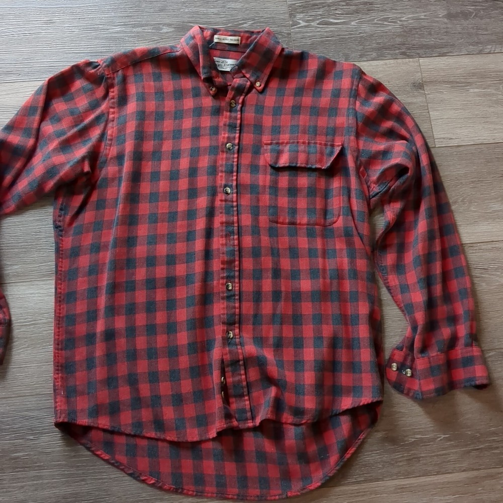 Vintage Flannel Women’s Large Sears Roebuck Red Gray Buffalo Check