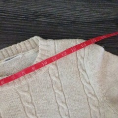 Fully Fashioned vintage wool blend cableknit sweater made in Malaysia S beige