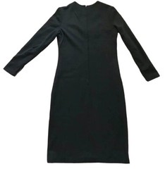 Vintage Handmade Black Wiggle Dress Faux Leather Bib Faux Collar S M