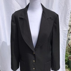 VTG Vincenti Women’s M Black Wool Satin Blend Blazer Jacket Coat HTF 60 70s Mod