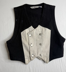 Vintage 90’s Bar N None Women’s Western Denim Vest Black/Gray Size M USA Made