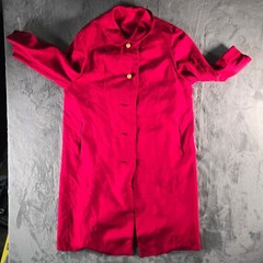 Vintage 1960s Bullock’s Wilshire Los Angeles Red Shantung Silk Mod Coat (L)