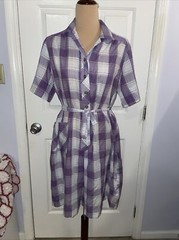 1960s Purple Plaid Shirt Dress A Nancy Frock Size 18 1/2