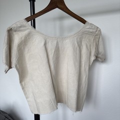 Edwardian Monogram Linen Blouse | Antique French Chemise Top, Early 1900s