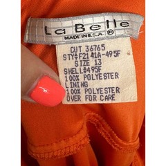 La Belle Midi Dress 13 Burnt Orange Floral Damask Mesh Overlay V-Neck 90s Y2K