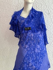 1990s/Y2K blue floral silk top and scarf Jagoda Kursa 2000s summer print luxury