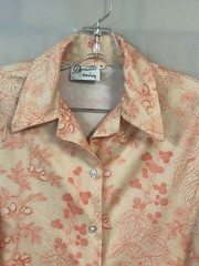 Devon Vtg 70s Polyester Top Size M Floral Blouse Collared Long Sleeves Button Up