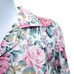 Vintage Shirt Dress Floral Cottage Grandma Romantic Pink Green Belted Fits XS/S