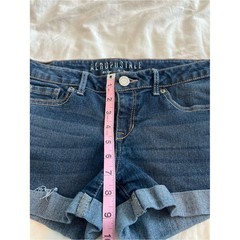 vintage aeropostale low rise dark wash cuffed mini shorts