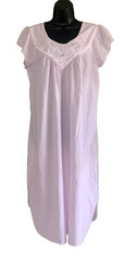 Vtg Pink Nightgown Lawn Embroider Lace Collar 100% Cotton Cottage Barbizon Sz M