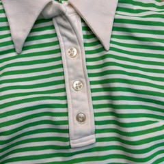 Vintage 70s JCPenney Knit Polo Large Green Dagger Collar Mod Disco Top Preppy