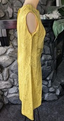 Vtg Krist San Francisco 60s Yellow Brocade Sheath Cocktail Dress Sprting Summer