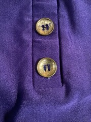 Vintage Oleg Cassini Peter Pan Swimsuit Purple Button Front 60s 70s Repair