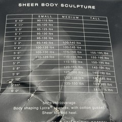 New York & Co Pantyhose Small Coffee Sheer Body Sculpture Totally sheer To waist