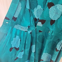 Vintage 80’s Silk Studio 100% Silk Dress Teal Blue & Black Size 8
