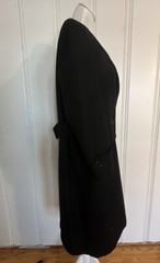 Vintage Haywood And Stein Wool Coat Velvet Collar Long Black Classic FAST SHIP