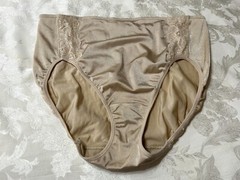 Vtg VANITY FAIR 13126 Body Caress Sheen Lace Hi-Cut 9/2XL Beige Panties #125