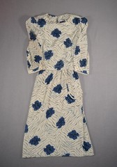 Vintage Lady Carol Dress Womens Medium 14 Maxi Puff Sleeve Floral Geometric