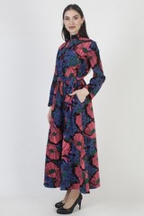 Vtg Vanity Fair Night Gown Belted Floral House Dress Zip Up Peignoir Bed Gown