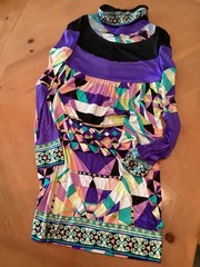VINTAGE EMILIO PUCCI / ITALY SZ 36 / 8 US SIGNATURE SILK DRESS **GOOD W/ FLAW**
