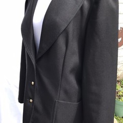 VTG Vincenti Women’s M Black Wool Satin Blend Blazer Jacket Coat HTF 60 70s Mod
