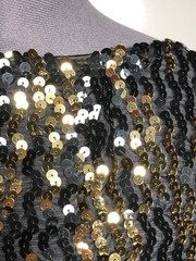 Vintage 1980s Rob Hill for Mister Jay Black Gold Sequin Batwing Blouse Top M