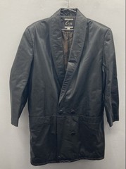 Vintage 90s Global Identity G-III Women’s Black Leather Coat Shawl Lapel Sz S