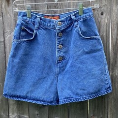 Vintage Bonjour Button Fly High Waisted Medium Wash Denim Shorts Made in USA