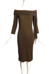 PIERRE CARDIN HAUTE COUTURE – 1989 Brown Wool Knit Dress, Size-4