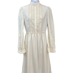 Vintage 70s Prairie Maxi Dress Cottagecore Victorian Edwardian Retro Wedding