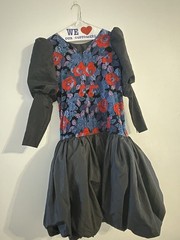 Jane Schaffhausen BelleFrance Vintage 80s Velvet Puff Sleeve Party Dress