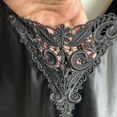 Vintage Escapades Black satin camisole dainty coquette girly blouse size: L