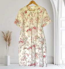 Vintage Fundamentals Cottagecore Floral Nightgown Dress Shabby Large Pearl Snap