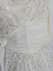 1950s Cupcake Puffy Mini Wedding Dress, Prom , Silver, *broken Metal Zipper XS