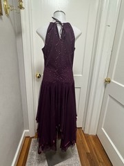 VTG Masquerade Plum Purple Gown Sequin Embroidered Halter Dress Prom Formal 9/10