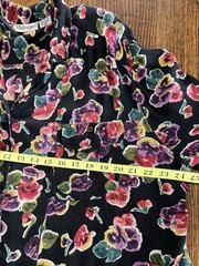 Vintage Rayon Two Piece Set Skirt 22W Jacket 20W Floral Black 90s Silvercord