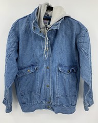 Weathered Blues Women’s Vintage Hoodie Super Denim Jean Jacket Size Small