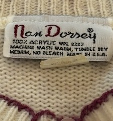 Vintage 1970s Nan Dorsey Cream Acrylic Knit Sweater Flower Embroidery – Medium