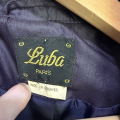 Luba Paris Vintage Purple Trench Coat Contrast Stitch Grommet Belted Size 11/12