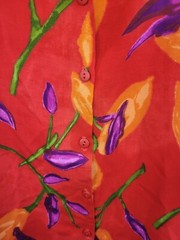 Vintage 2 Piece Caribou New York Wrap Style Coulotte(M) & Blouse(L) Red Floral