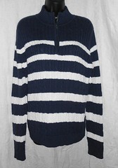 Vintage 1980’s Croft & Barrow Sweater Size L NWT Navy Stripe Mock Neck Cotton