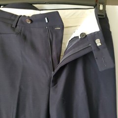 Vtg GUCCI Dark Blue Lana Vergine Fleece Wool Pantsuit Wm Sz 44 Tailored DAMAGED
