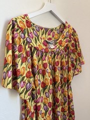 Anthony Richard’s Nightgown House Dress Muumuu Yellow Tulip Print Large