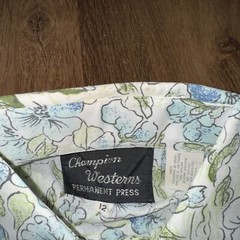 Vtg Champions Pearl Snap Western Shirt Womens 12 60s 70s Floral Rockabilly Disco