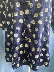 Vtg 80s Da-Rue Draper’s & Damon’s Navy Medallion Paisley Blouse Shirt 14P USA